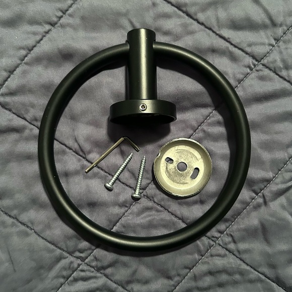 Matte Black Wall Mount Towel Holder Ring - Picture 4 of 7